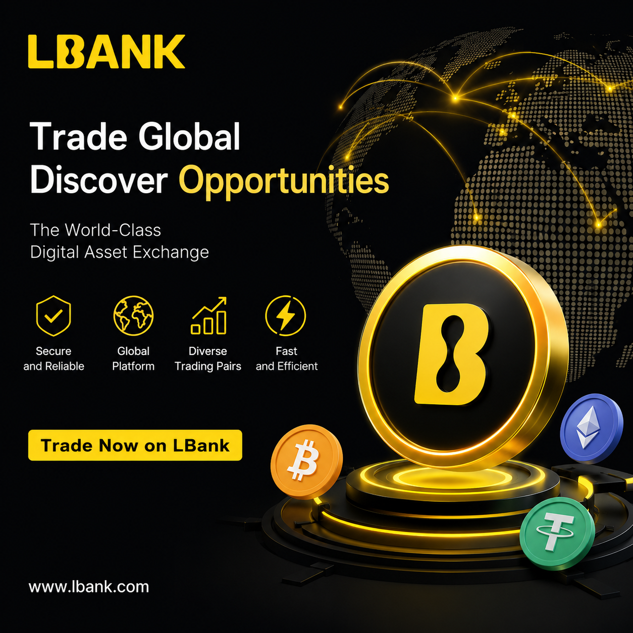 LBank login page in a desktop browser with the address bar visible